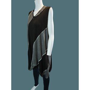 2/$35 Asymmetrical Black & Gray Sleeveless Lagenlook Tunic Top By POL Womens S